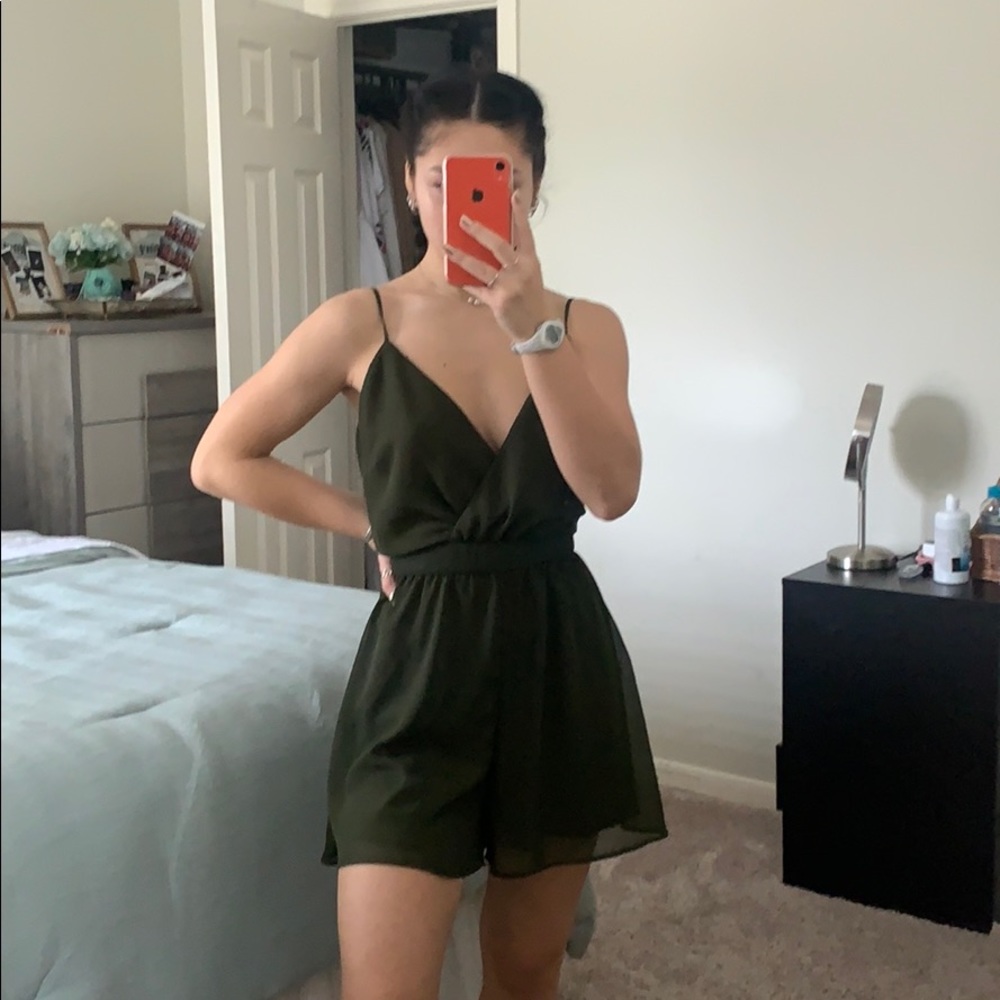 Green Romper Low Back
